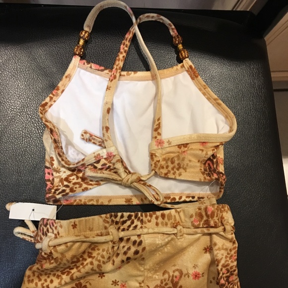 Coral Cove- Girl's  2 PC  Bikini Sz 4 NWT Animal Print /Beads NWT - Picture 5 of 8